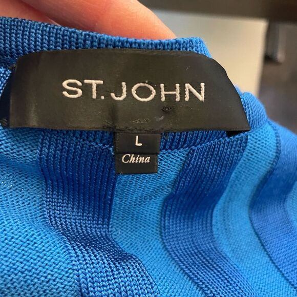 St. John 3/4 sleeve blue wool and viscose top sz. L - Picture 5 of 6